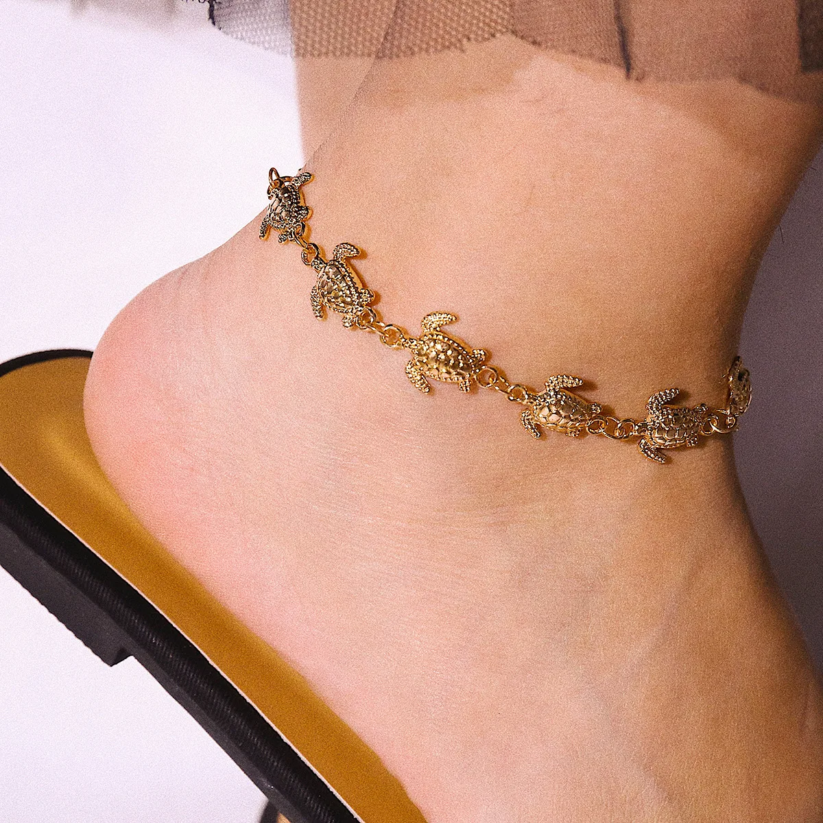 

Individual vintage single layer pineapple ankle bracelet turtle anklets, As picture show