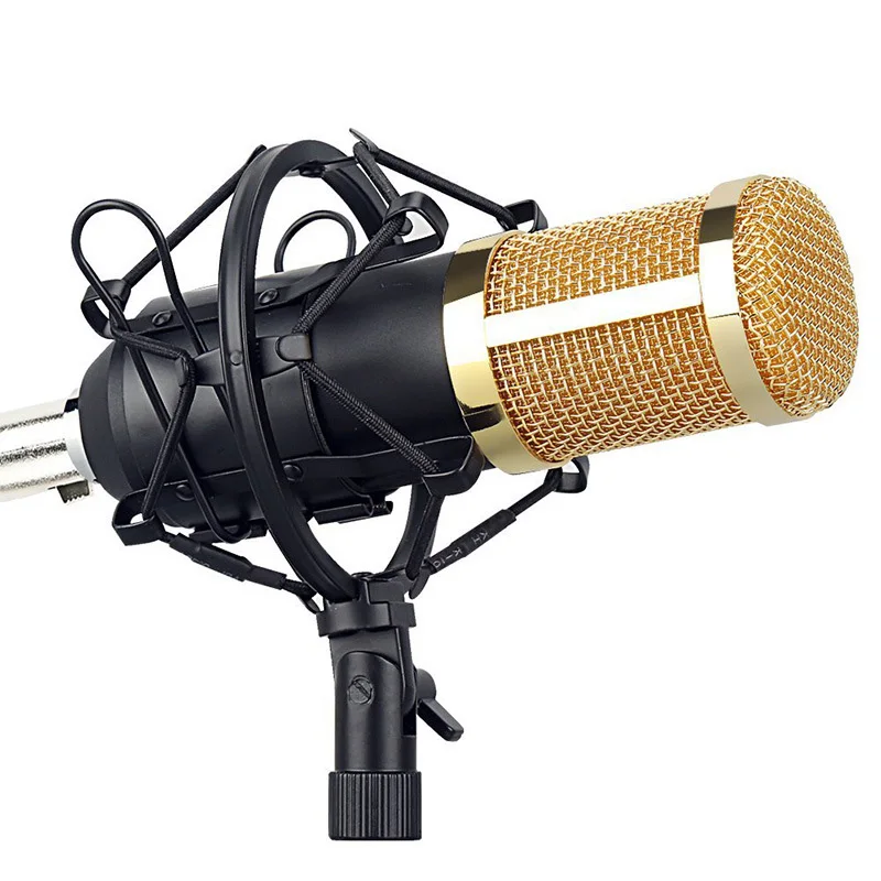 

3.5mm wired Anchor microphone USB Condenser Sound Handheld Stereo Studio KTV Karaoke Player Loudspeaker With MIC Speaker Stand, White/blue/black/gold/pink