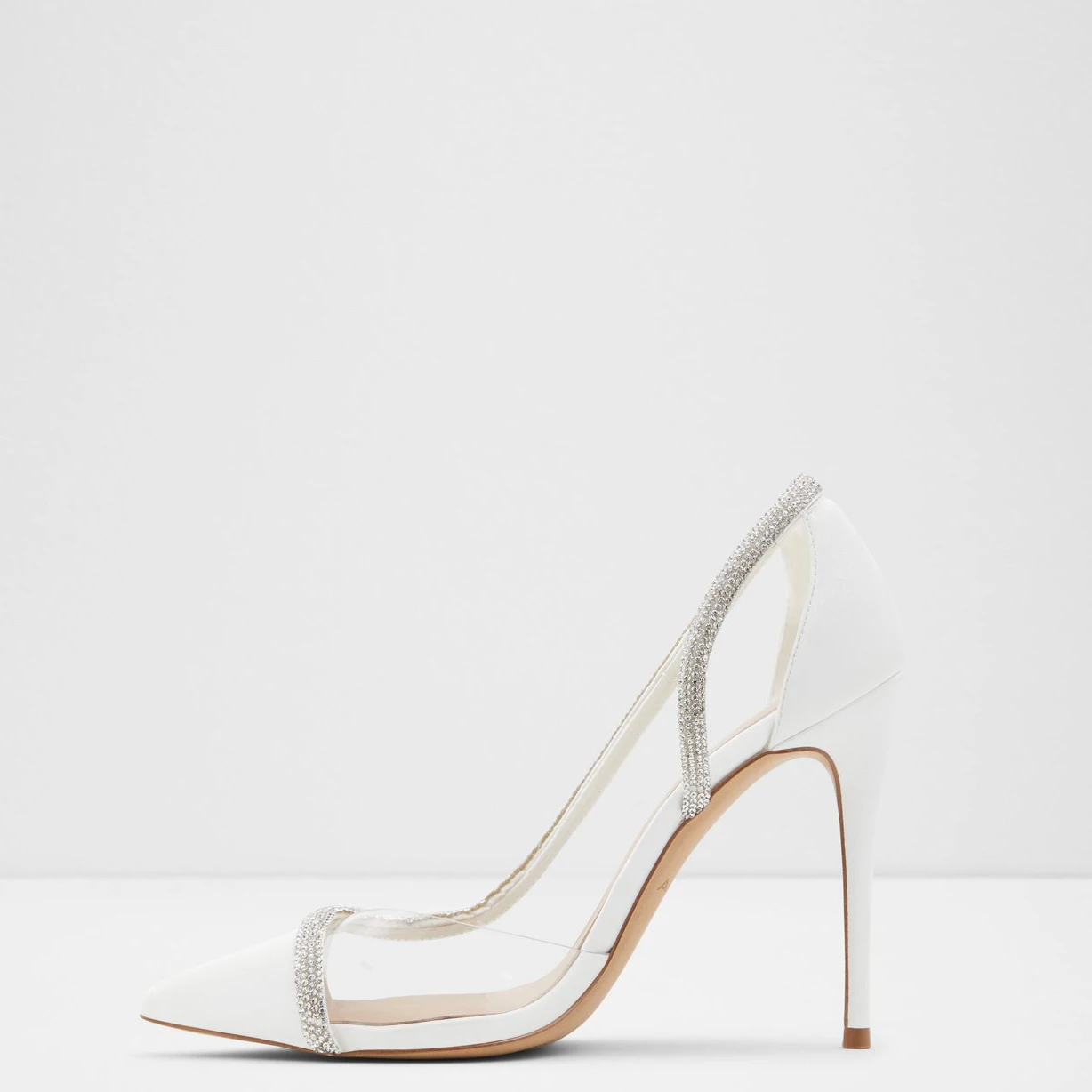 

2021 New Arrival Rhinestone Diamonds Women High Heel Shoes Sexy Pumps High Ladies Clear Heels Party Shoes Women's Pumps, White