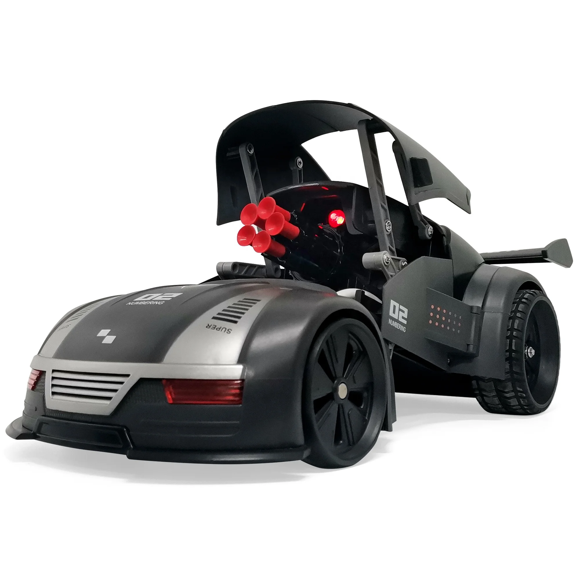 

Radio Control Toys Deformation Car Remote Control Missile Toy Car Shooting Bullet RC Car with Bullets, Black