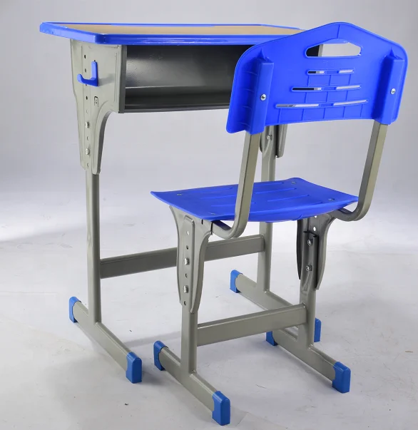 
2020 New model wooden plastic student desk and chair adjustable school desk set 