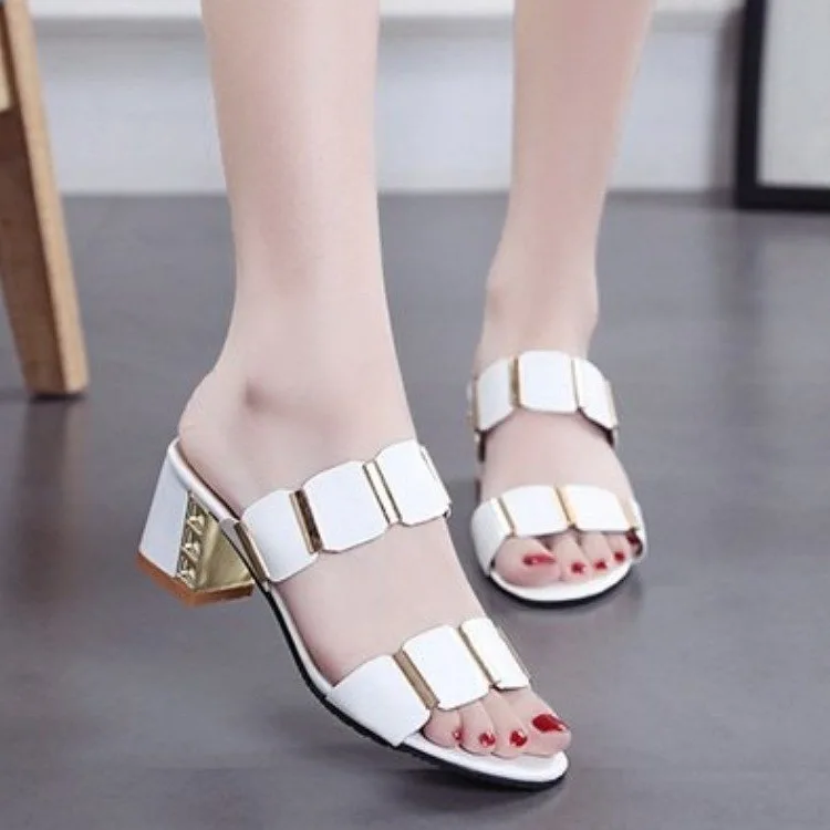 

Summer Women Heeled Sandals Comfortable Fashion Slip On Casual Beach Slipper Shoes