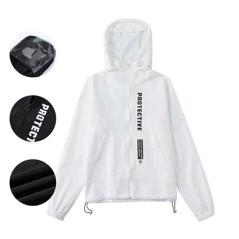 

Best Men Womens Rain Proof Waterproof Reusable Face Shield Coat Reflective Plus Size Isolating Hoodie Jackets With Face Cover, White,black