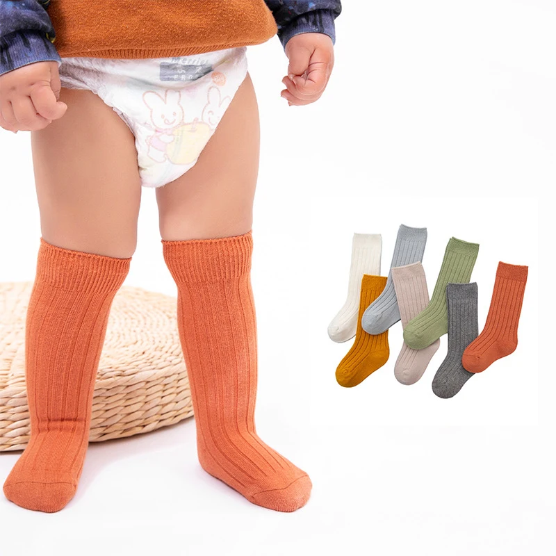 

cute kids baby organic cotton socks ribbed style children knee socks kid slouch kawaii socks