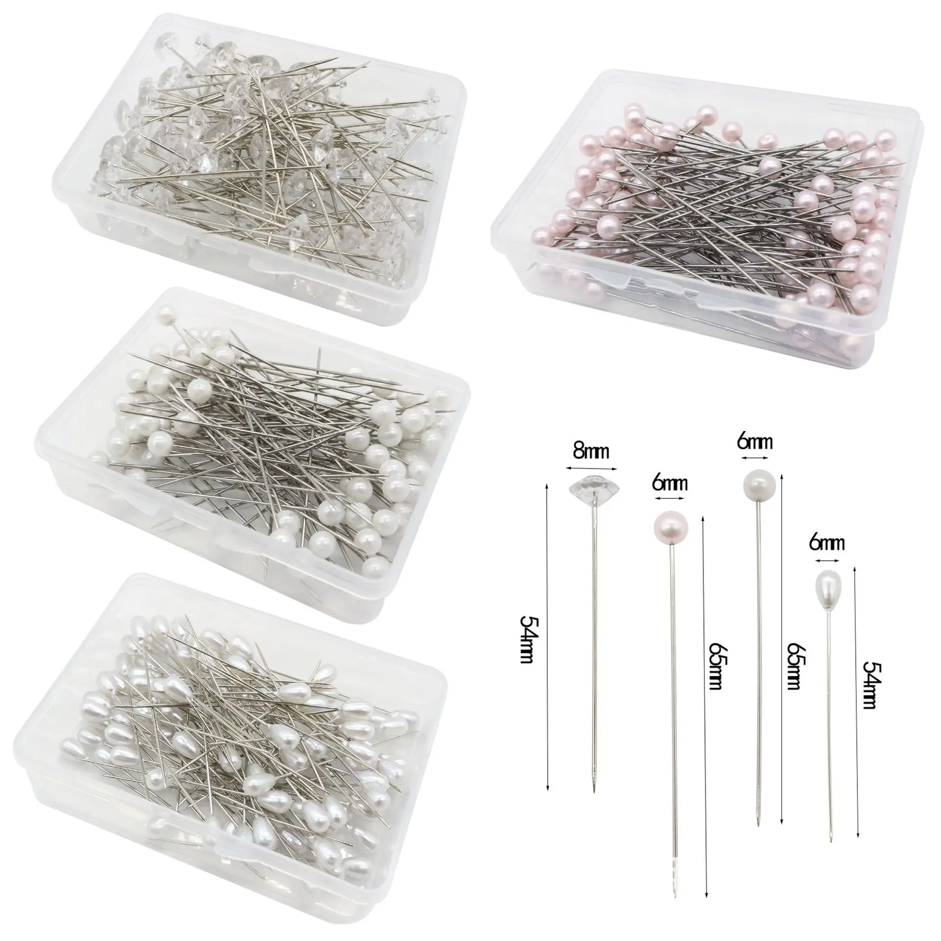 

Factory wholesale bead set color mixed round head pearl needle diamond needle needle fixed pin