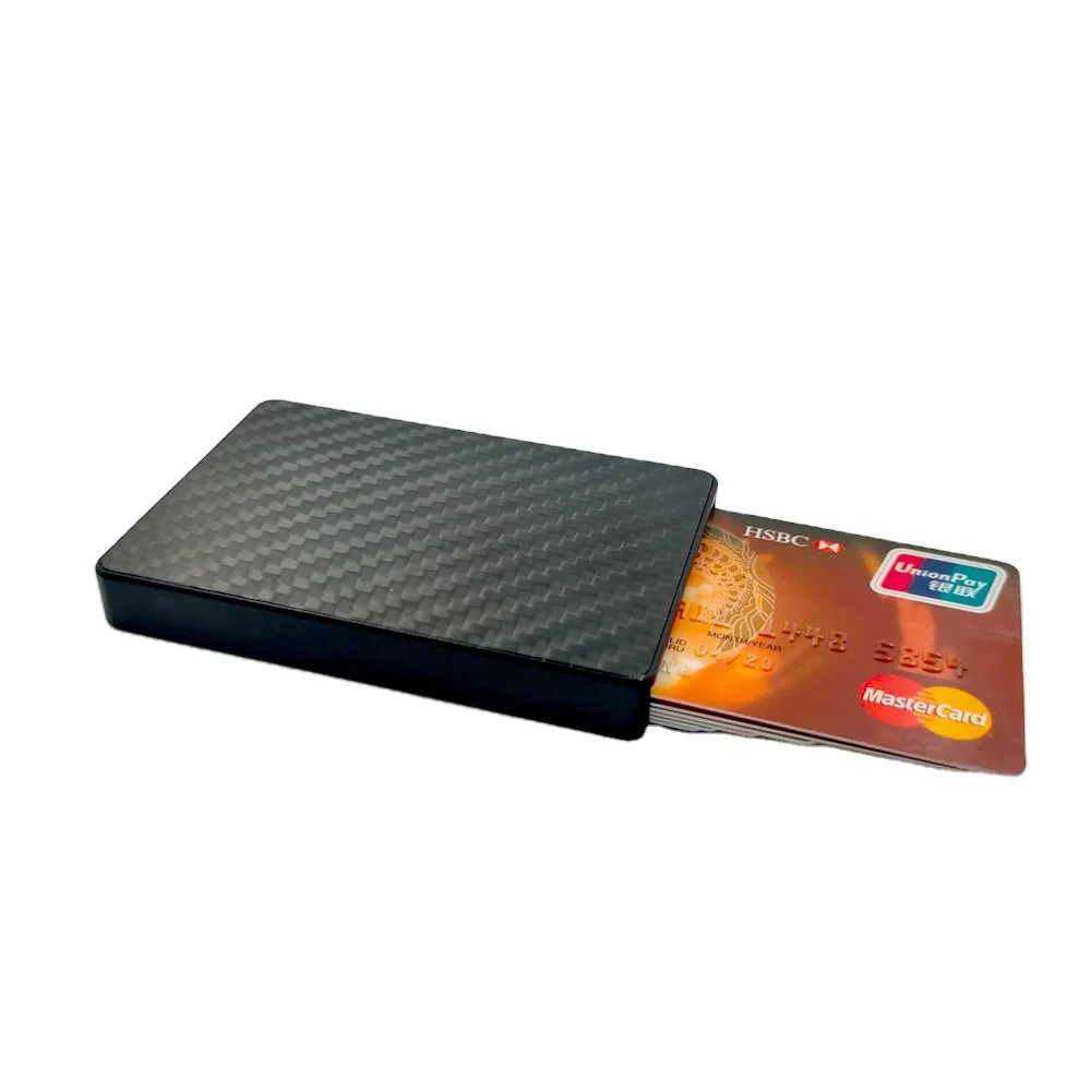 

Double Aluminum Carbon Fiber Credit Card Holder RFID Metal Automatic Pop Up Anti-Theft Purse Business ID Cardholder, Black,silver
