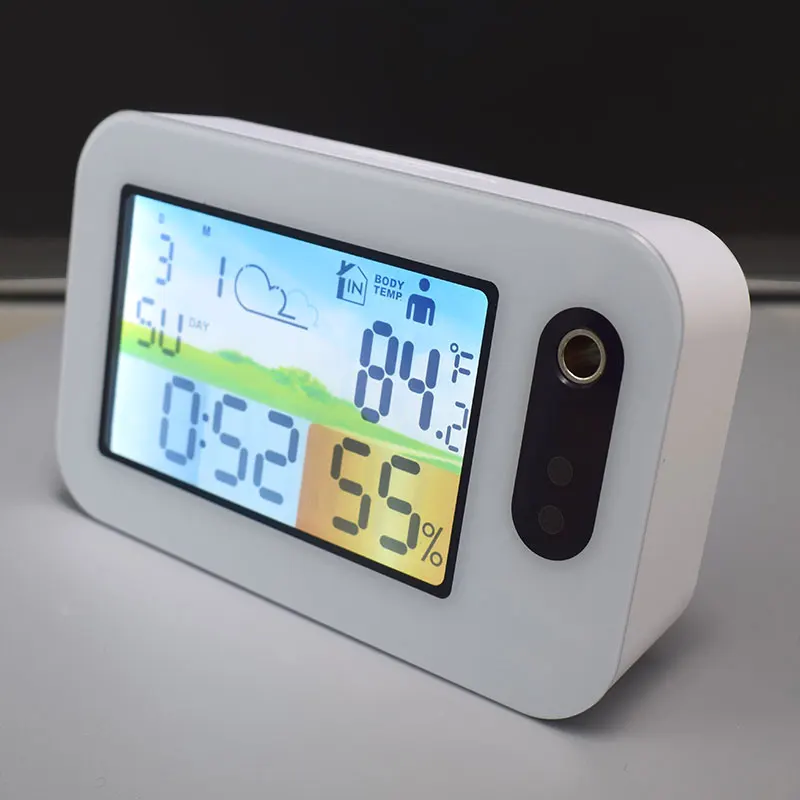 

Desktop Small Color LCD Display Digital Clock With Body Temperature Thermometer, Black, white, custom
