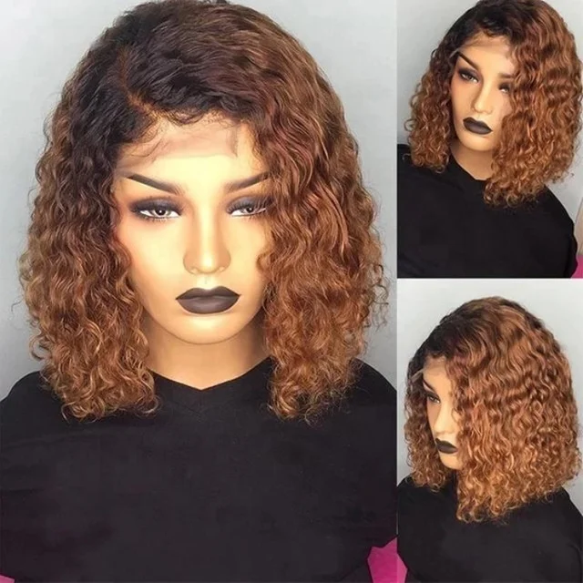 

Jhcentury Women Wig Lace Front Gradient Color Short Curly Wig Synthetic Chemical Fiber Headgear, Pics