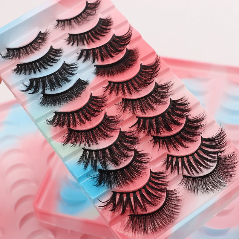 

Dropshipping Wholesale 3d 4d silk faux false mink strip super thin band 10 pairs lashes mink eyelash book Eyelash vendors