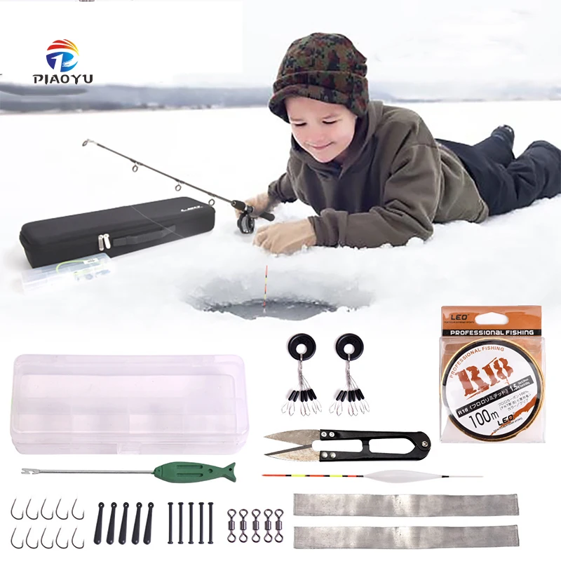 

PIAOYU 80cm hight quality black solid ice fishing rod reel set, As picture