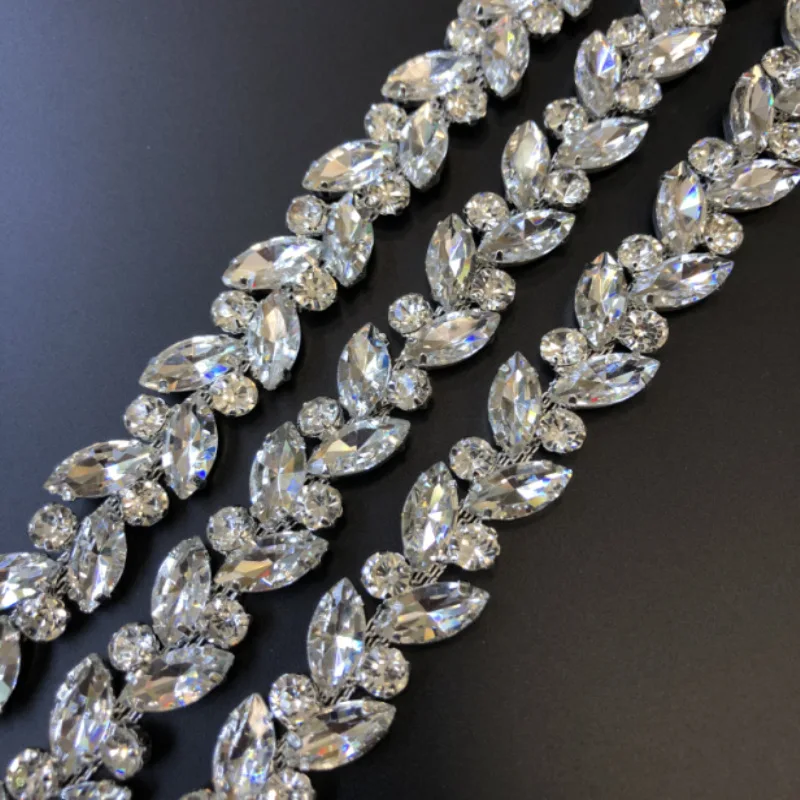 

Fashion Fancy Rhinestone Cup Chain Shiny Glass Rhinestone Trim For Clothing Dress Decoration
