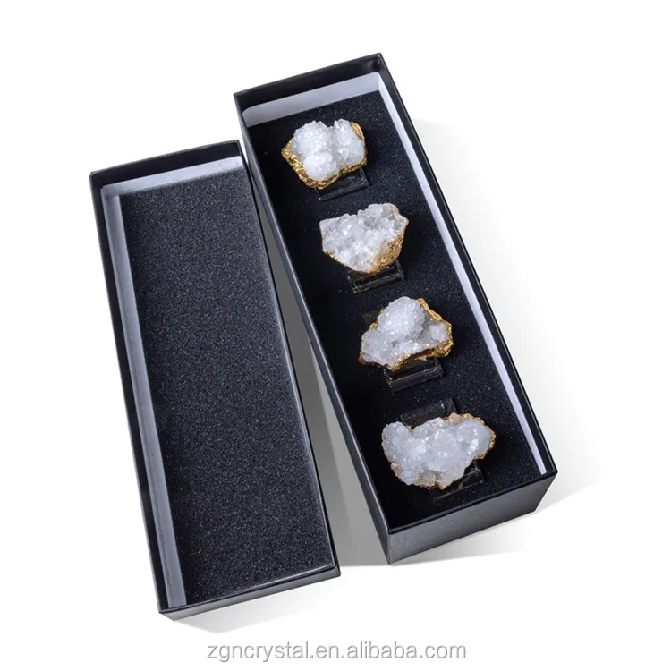 

Wholesale natural agate geode crystal napkin ring for wedding table decoration accessories, White