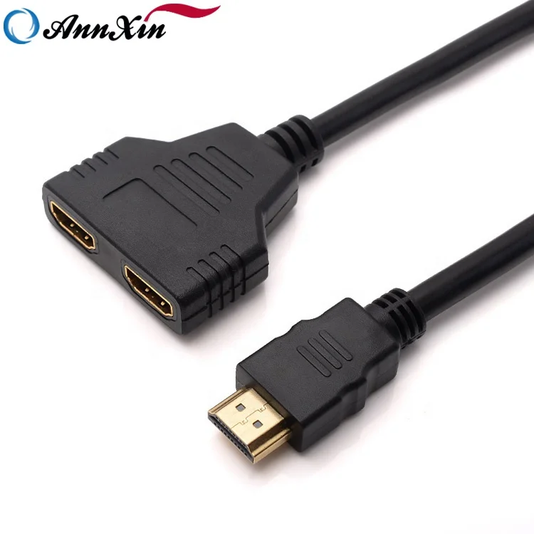 

High Quality HDMI 1 Male to 2 Female Adapter Extension Cable 0.3M, Black