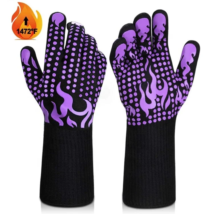 

Sturdyarmor Factory Direct Sales Cost-effective Versatility Purple oven mitts work winter gloves water proof BBQ Gloves Grill