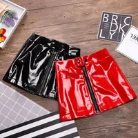 

Fashion Girls Leather Zipper Skirts 2019 New Kids Clothes for Boutique Euro America Little Girls Solid Color Leather Short Skirt