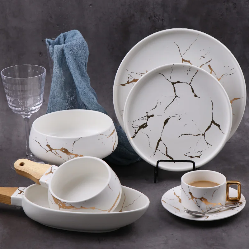 

Wholesale marble dinnerware sets ceramic marble porcelain dinnerware plates for wedding tableware sets