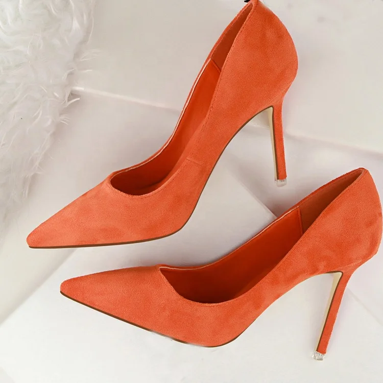 

Hot sale suede leather stiletto high heel shoes pointed toe sexy women party shoes, Black,blue,brown,and yellow
