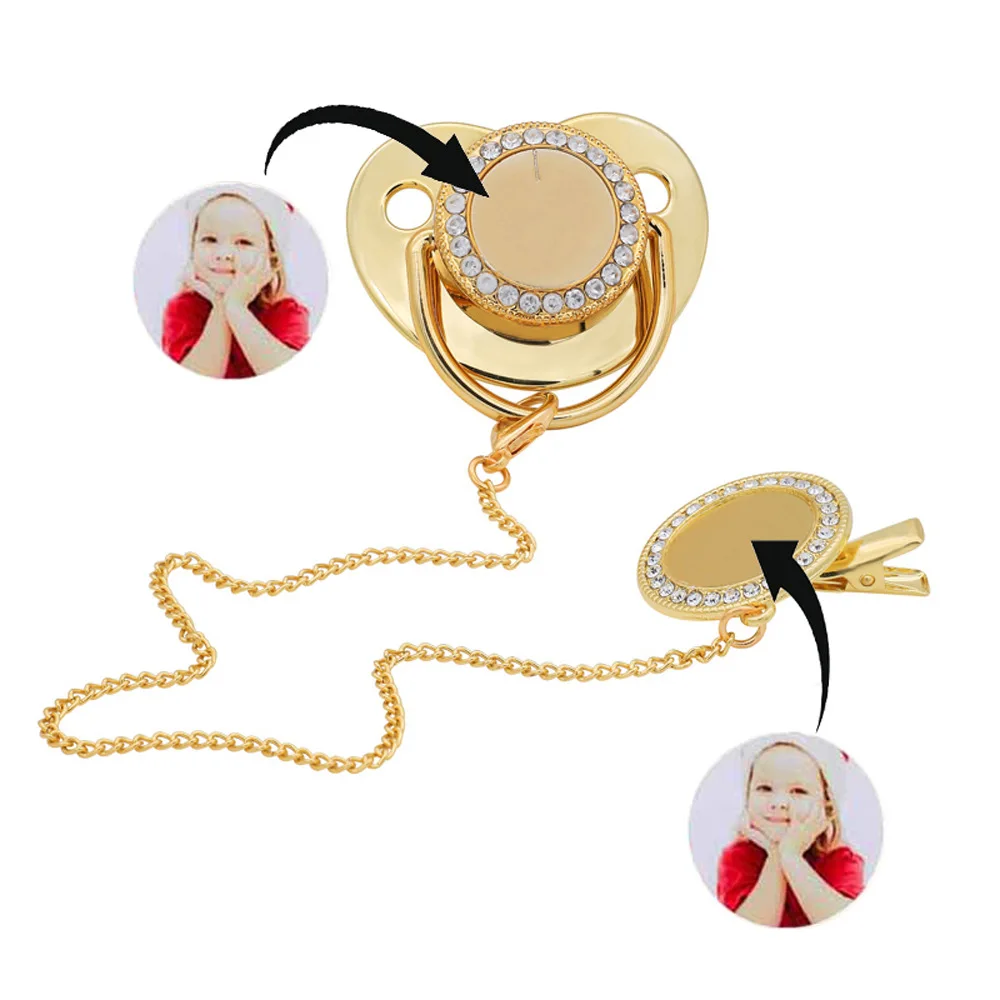 

Wholesale Custom Cute Luxury Gold customized pacifiers For New Born Baby Kid