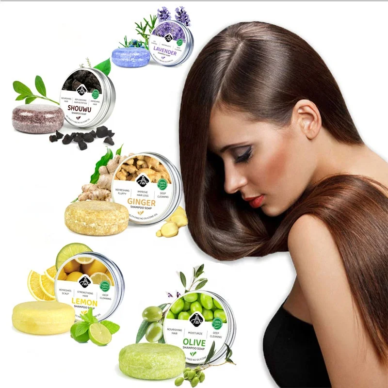 

AH Sulfate Free Anti Dandruff Hair Care Lavender Shouwu Ginger Olive Shampoo Soap Bar Organic