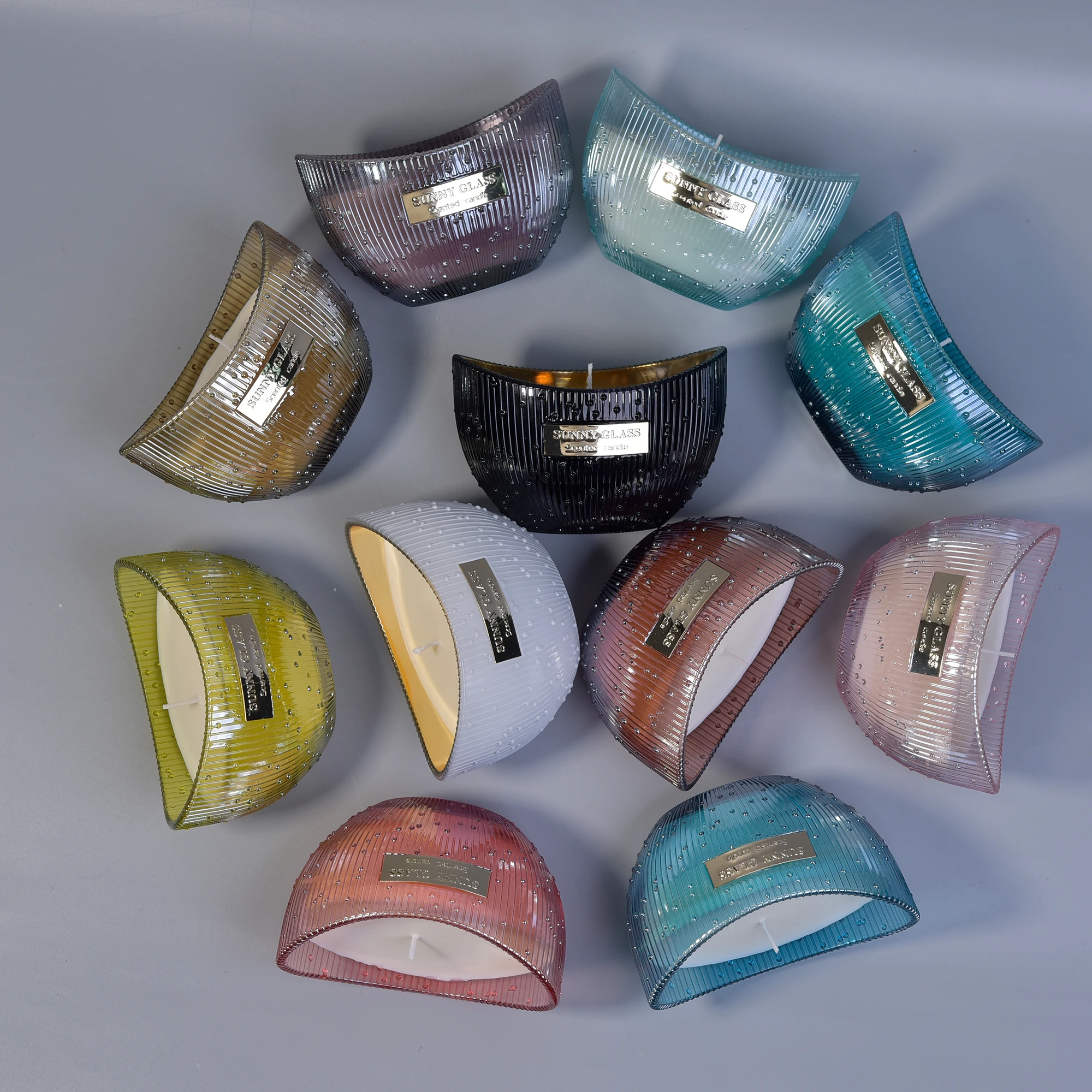 New design wholesales boat shape scented Glass Candle Jar