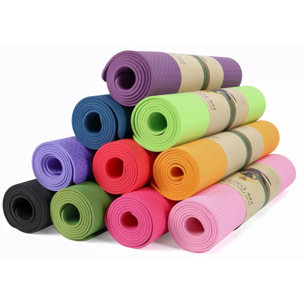 

Wholesale Private Label Fitness Yoga Mats Print Logo Custom Non Slip TPE Yoga Mat, 10 colors