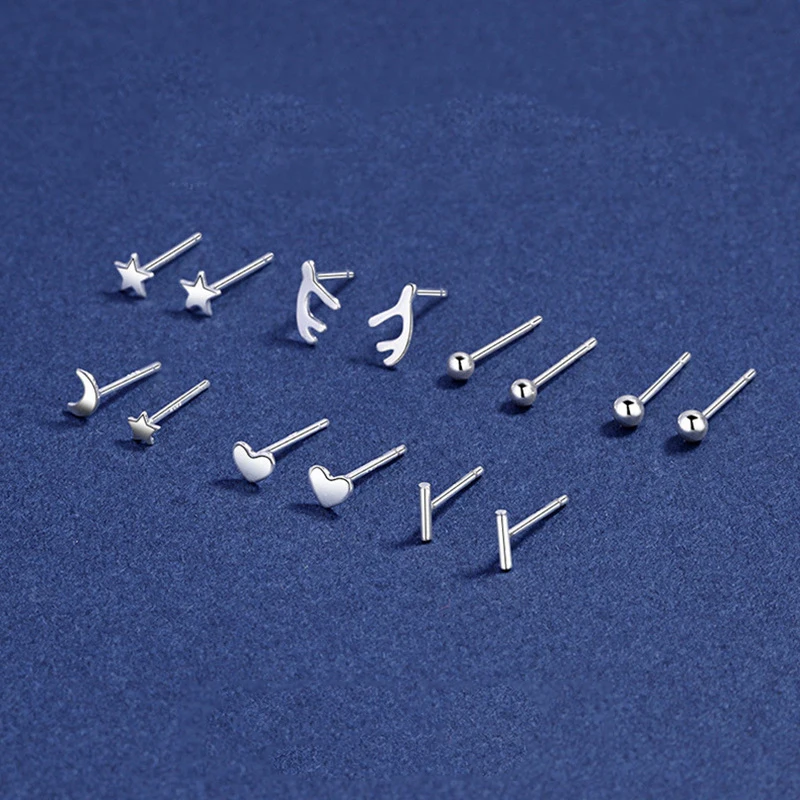 

999 sterling silver cute sweety simple earring stud geometry earrings jewelry women