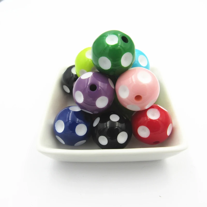 

Loose Bulk 12mm 14mm 16mm 18mm 20mm 24mm Resin Polka Dot Chunky Beads For Fashion Kids Necklace, Mixed color beads or custermized