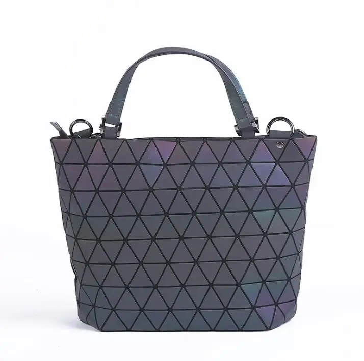 

Customizable Women Luminous Bag Geometry Handbag Large Capacity Quilted Tote Laser Plain Folding Shoulder Messenger Bags