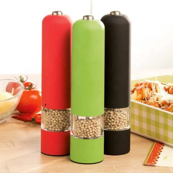 Battery operated Salt and Pepper GrinderColorful Plastic ABS electric Pepper salt Mill electric salt and pepper mill with light