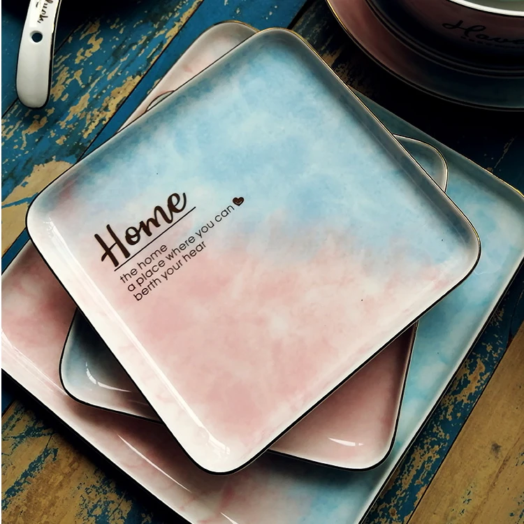 

Modern High Quality custom creative Design porcelain charger plate golden Luxury ceramic Dinnerware Sets