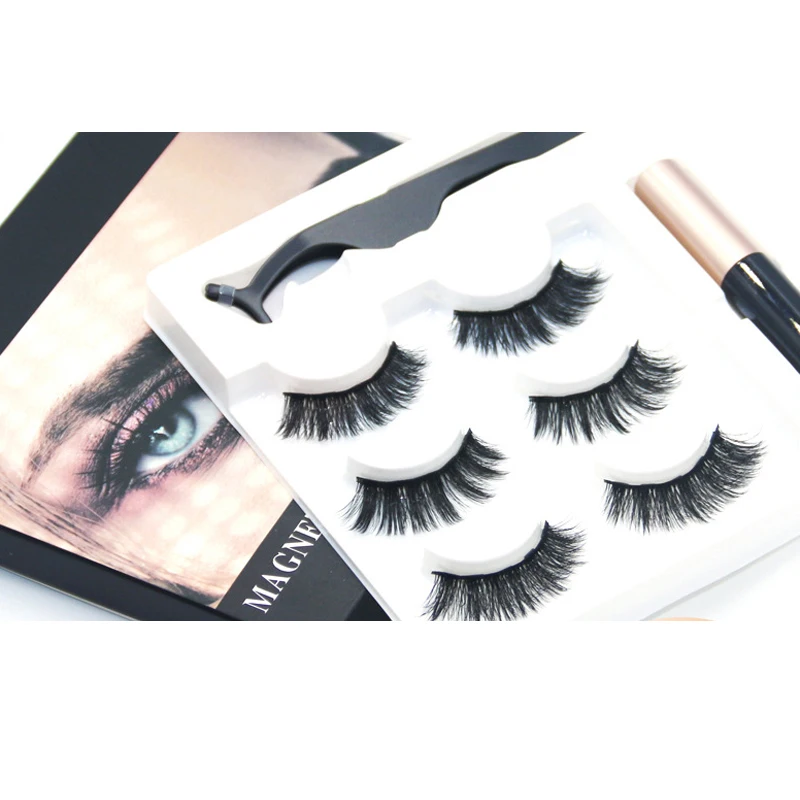 

Magnetic Eyeliner with 3D 3 pairs Magnetic Eyelashes Set Natural Magnet Eyelashes, Natural black