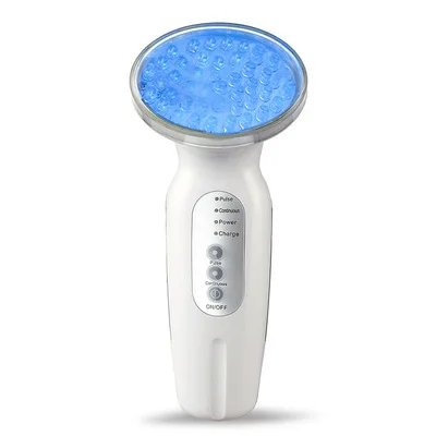 

3 in 1 led light skin rejuvenation electric handheld photon 3 colors face facial massager beauty instrument, White