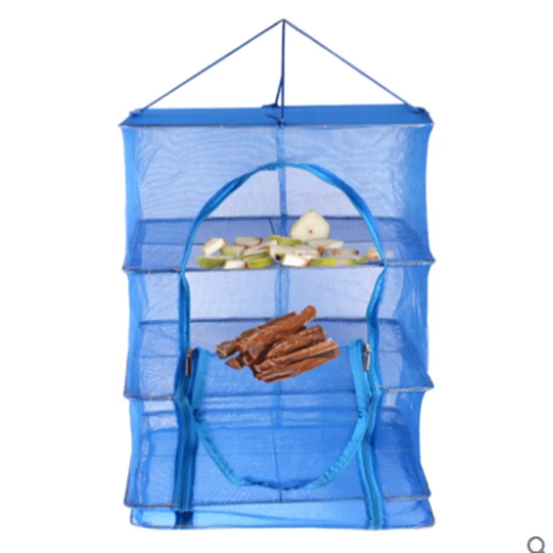 

Foldable 3 layers Vegetable Fish Drying Cage Drying Net, Blue