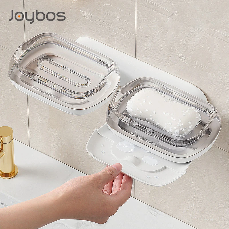 

Joybos Wall Mounted Soap Dishes With Drain Water No Drilling Plastic White Shower Soap Dish Sponge Holder Bathroom Accessories