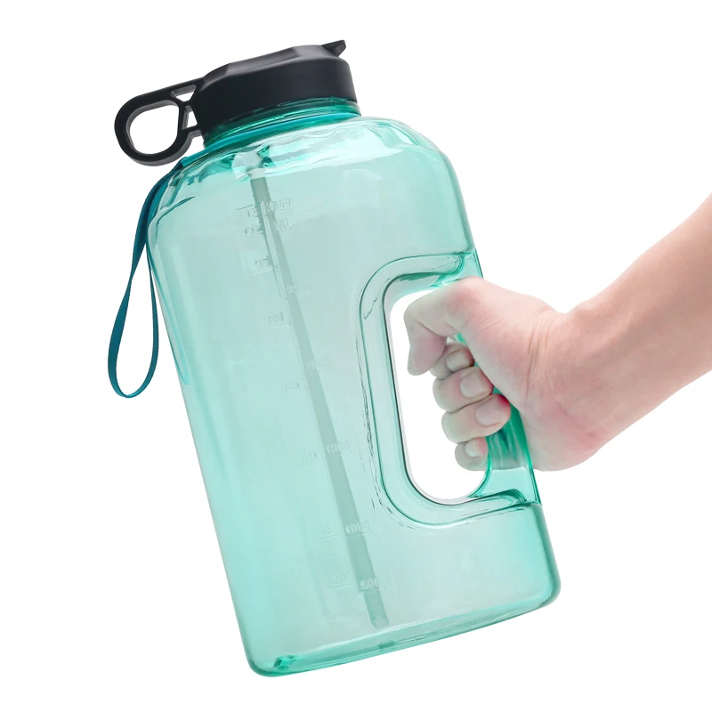 

3.78L one gallon sport water bottle transparent Large Capacity motivational Water Bottle PETG Plastic Time Marker custom packing, Customized color