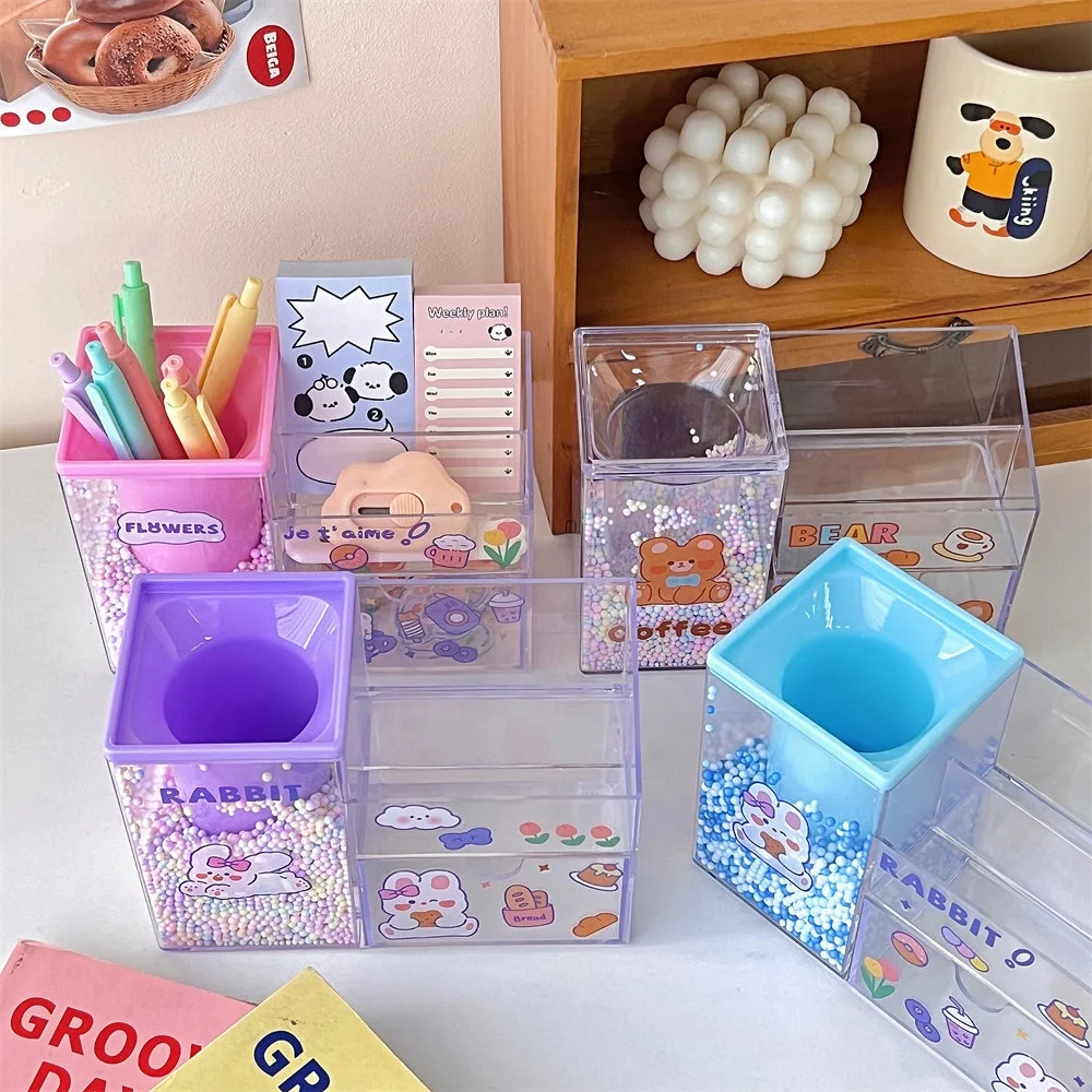 

School cute stationery storage box desktop container shape pen holder acrylic