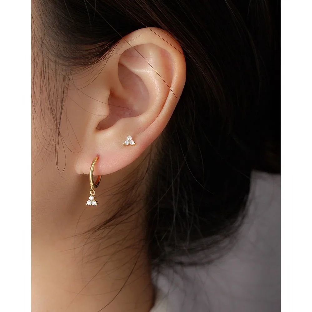 Wholesale Fashion Jewelry 925 Sterling Silver Minimalist Small Round Cz Diamond  Hoop Earrings for Women