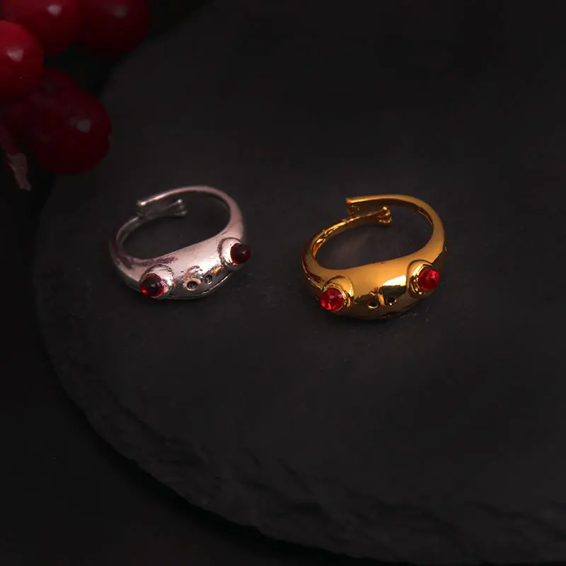 

Fashion new retro men gold personality frog rings simple garnet creative opening adjustable wedding rings for women, As picture