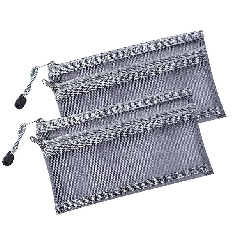

Zipper Mesh File Bag Bill Wallet Invoice Pouch Perspective Zipper Pencil Cosmetic Bag, Gray,white,black,orange,blue,green,pin,light blue