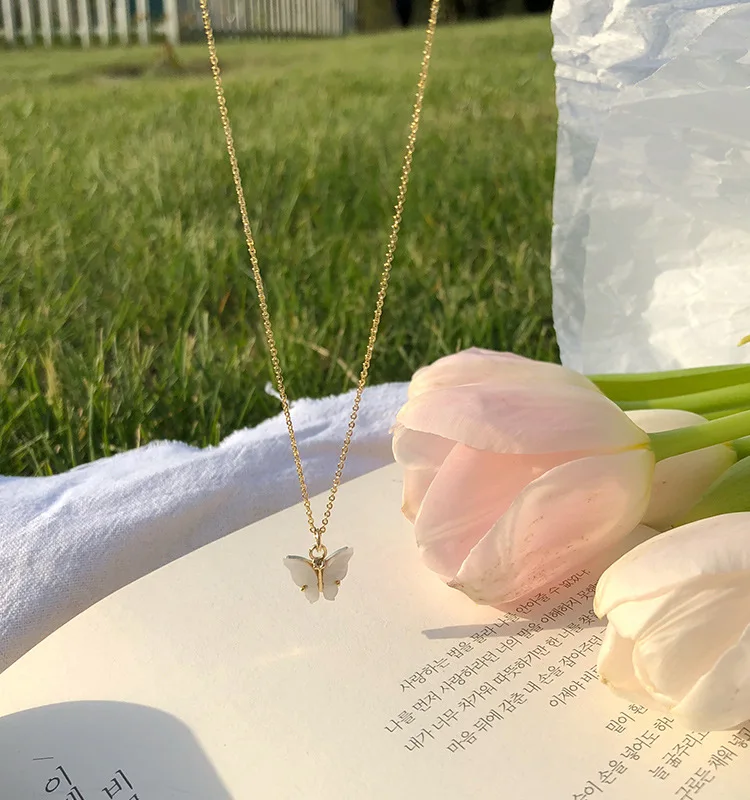 

Simple shell butterfly necklace female simple temperament clavicle chain trend pendant net red tide neck necklace, As shown