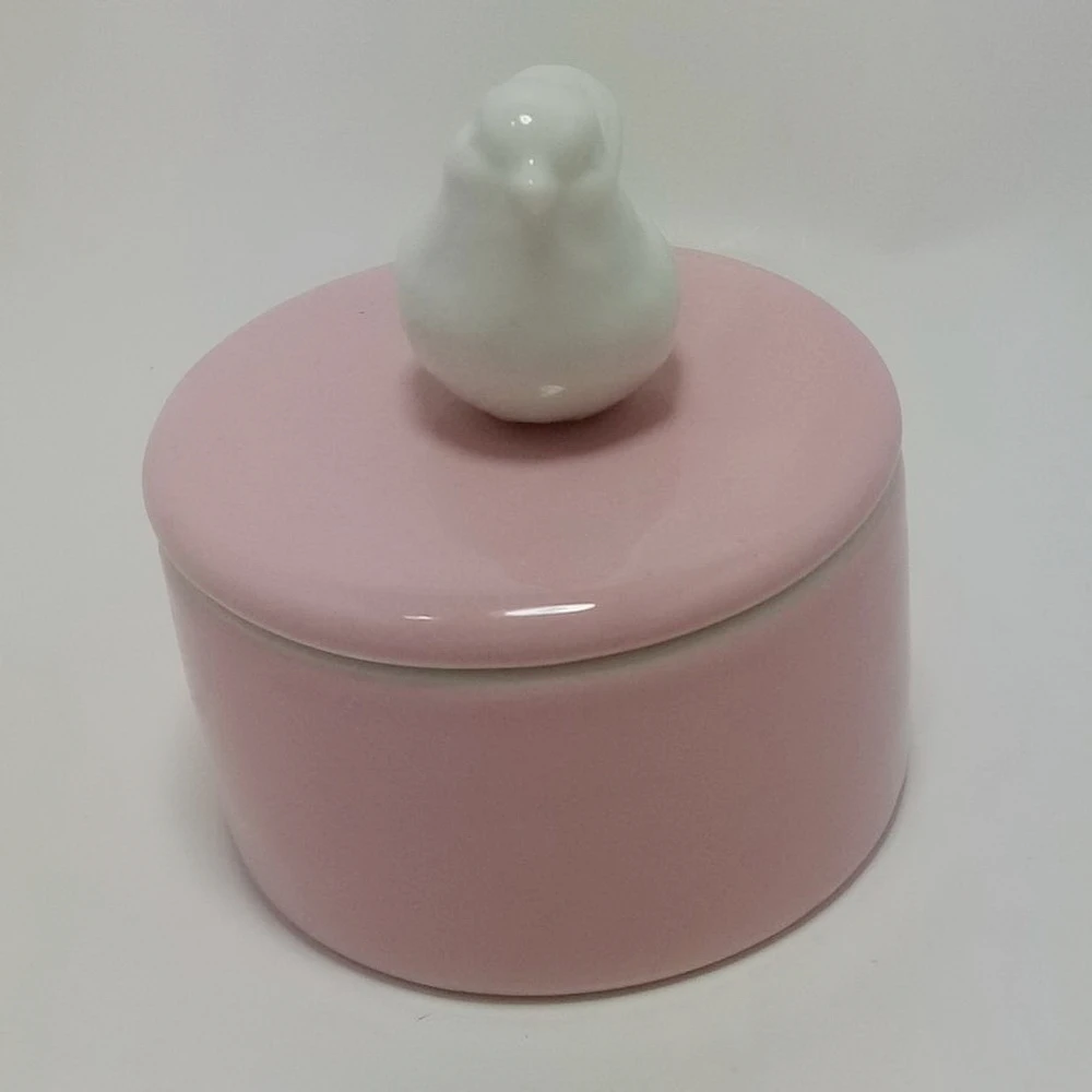 

Round shape ceramic flower jewelry box