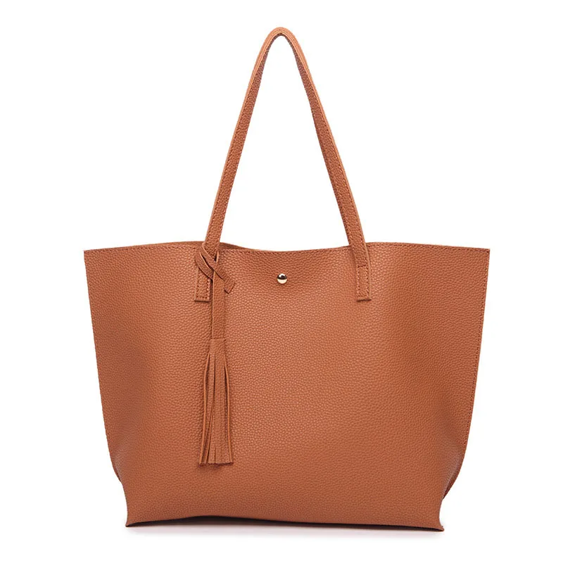 

Big Shoulder Bag Wholesale Faux Leather Solid Large Capacity Tote Bag, Solid colors