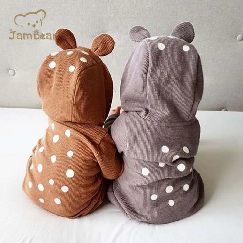 
JamBear 100% Organic cotton pink infants rompers newborn clothing baby romper Cartoon Sika deer modelling 