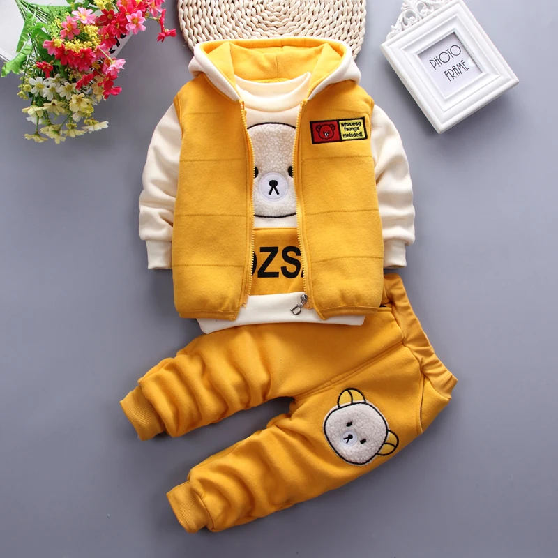 

2020 Amazon comfortable casual cute cartoon bear printing spring autumn fall three pieces set boutique boys children clothes, As pic shows, we can according to your request also