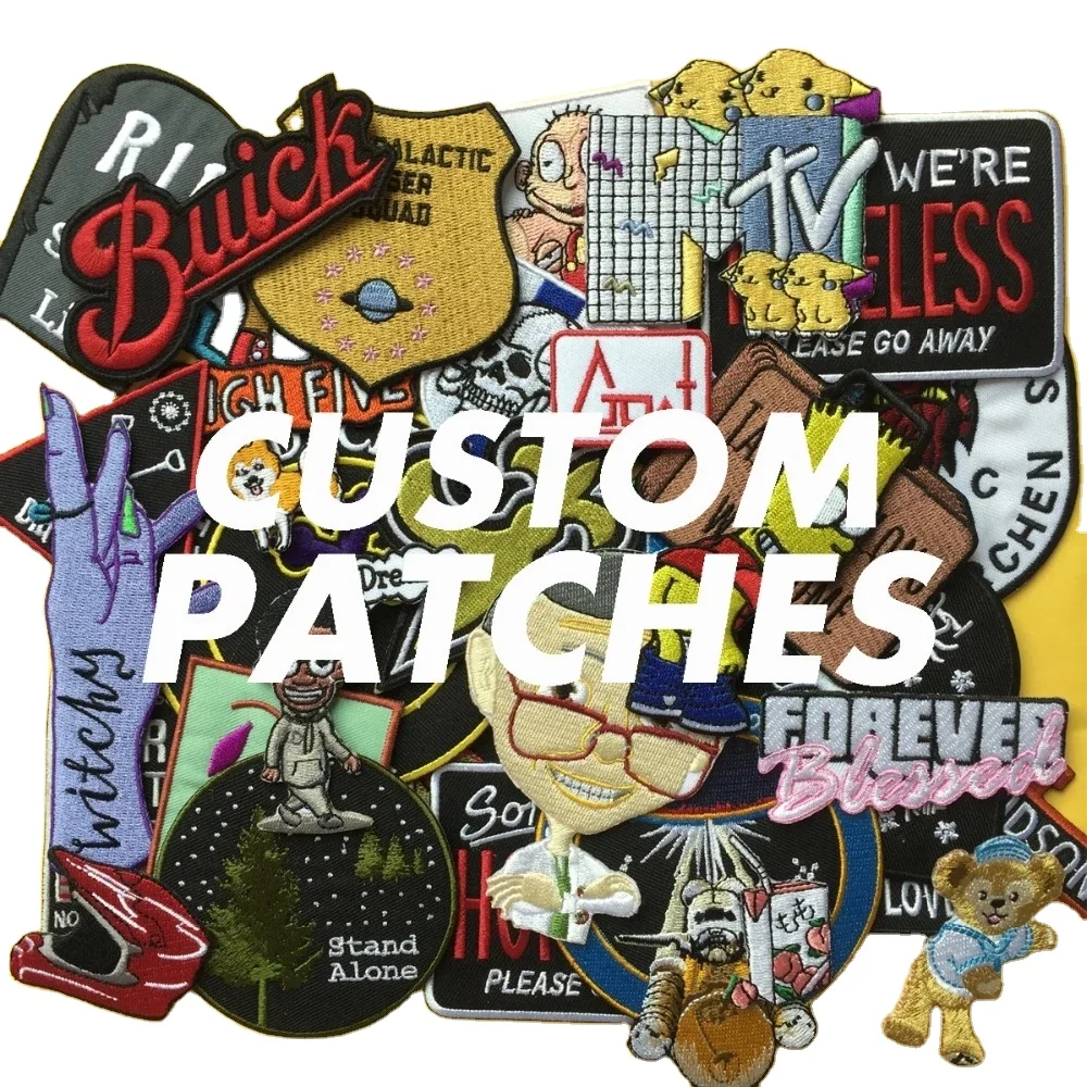 

Custom Embroidery Patch Personalized Your Own Design Logo Iron On Stickers Rubber PVC Name Brand Applique Patches For Clothing