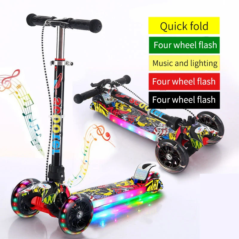 

Hot Selling Wholesale Kids Scooter Cheap 3 Wheels Folding Adjustable Scooter With 3 Flashing Wheels