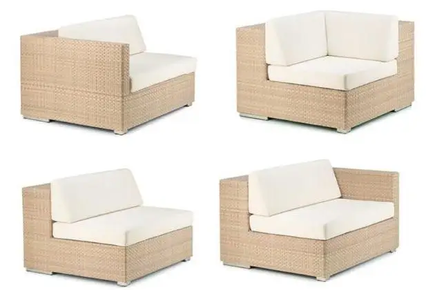 
Outdoor furniture Plastic rattan woven sofas and sunlounger sunbed series with cushion 