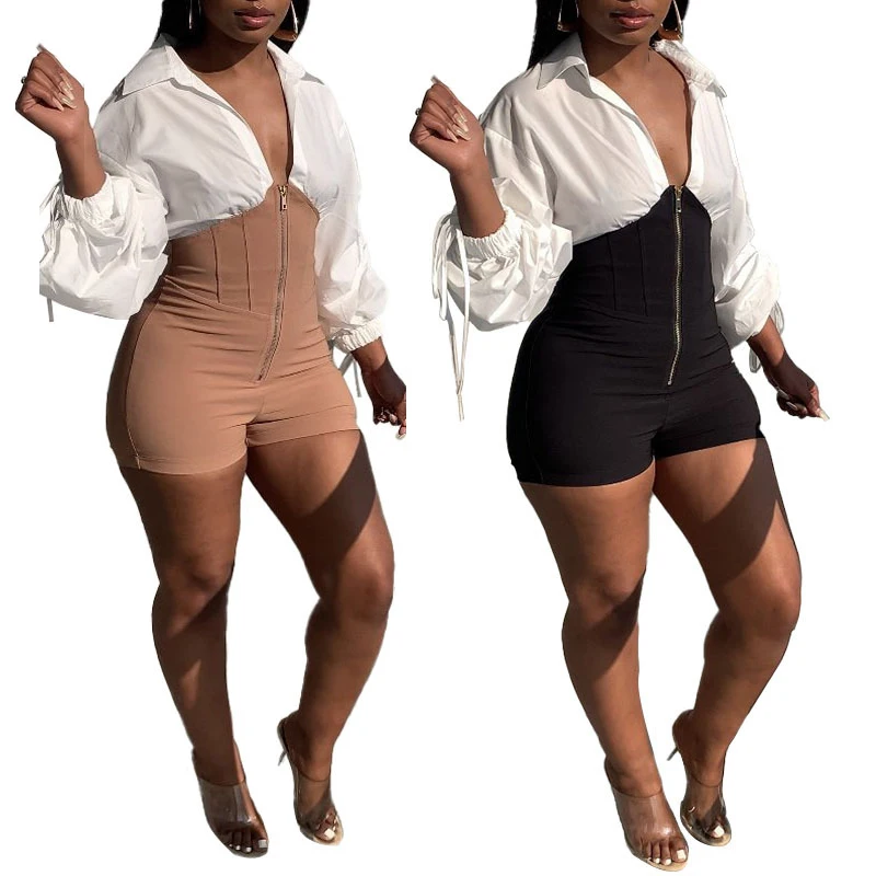 

EB-20081210 2021 Women Long Sleeve Sexy Trending Jumpsuits Bodycon Fall Bodysuit Plus Size One Piece Stylish Jumpsuits Rompers