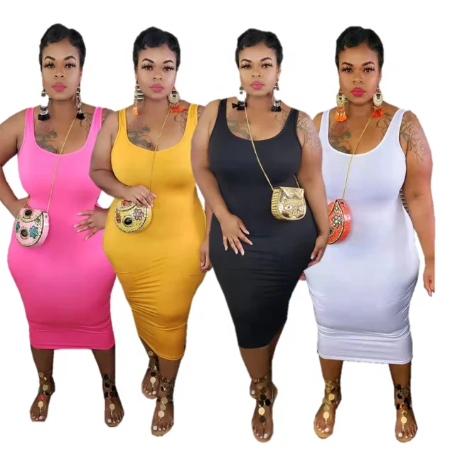

Summer Fashion Oversized Women Casual Solid Plus Size Women Clothing Sun Dress casual dresses summer, Picture color