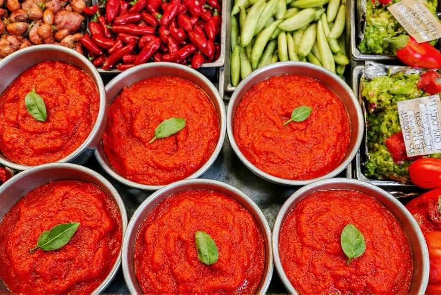 Various red pepper paste varieties displayed with common substitution ingredients